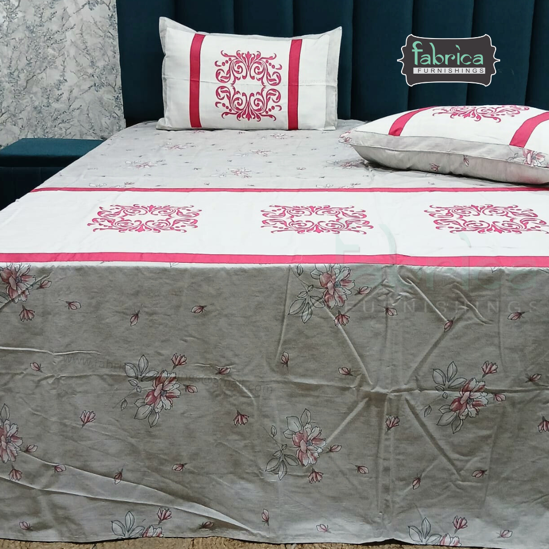 Fabby Home Decor Designer Kingsize Embroidered Bedsheet