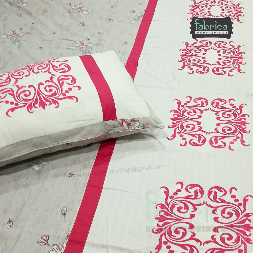 Fabby Home Decor Designer Kingsize Embroidered Bedsheet