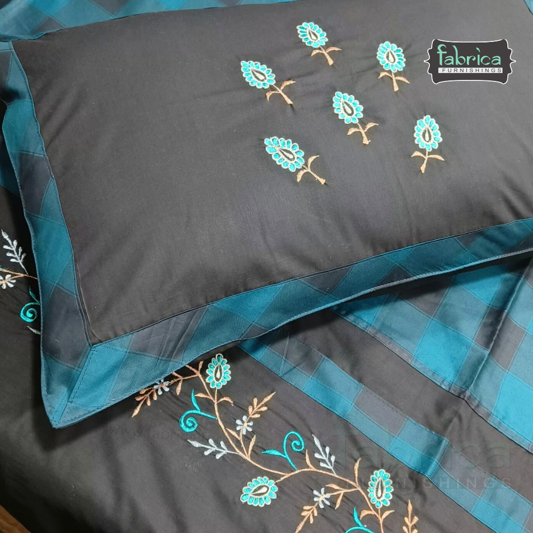 Fabby Home Designer Embroidered King Size Bedsheet Set