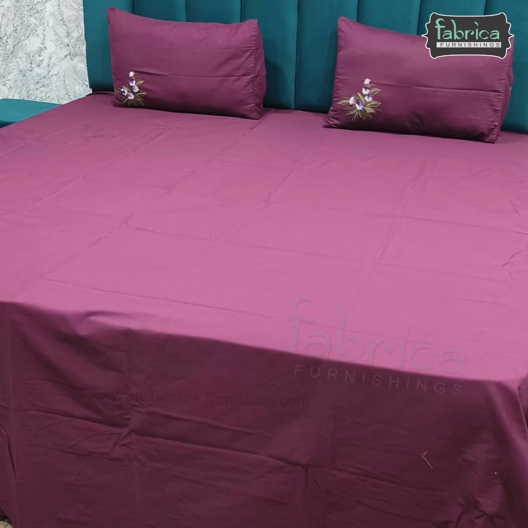 Artistic Thread Work Pure Cotton King Size Embroidered Bedsheet