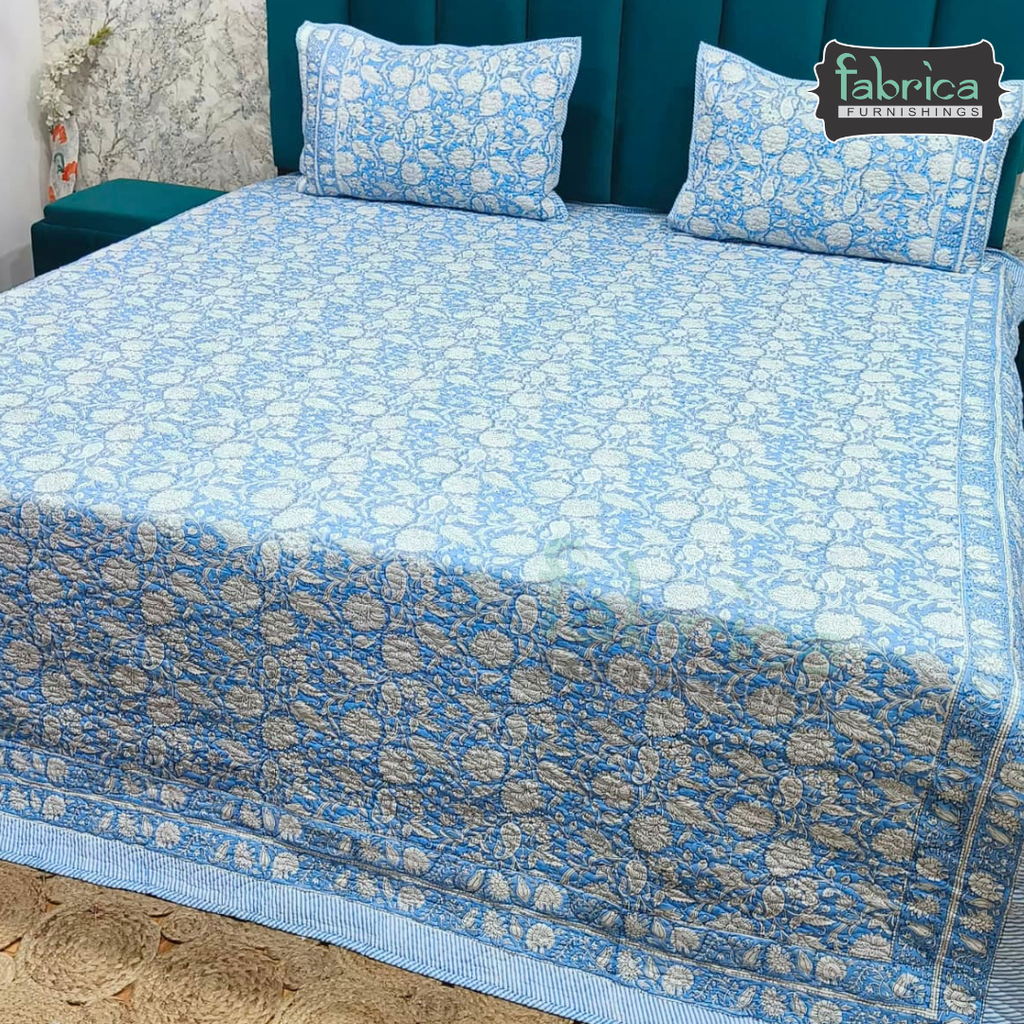 Sanganeri dreams Mul Cotton Handblock Printed king Size Quilted Bedcovers