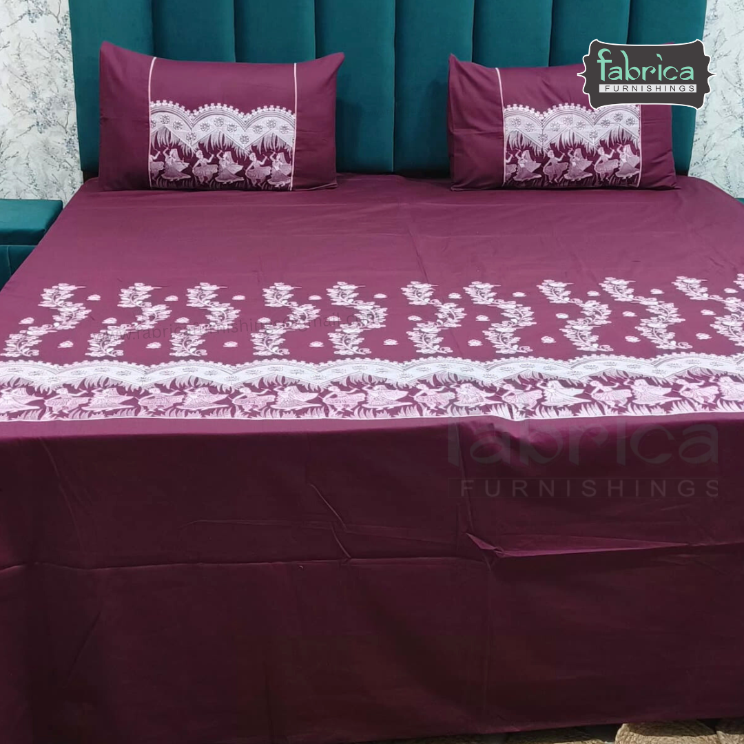Kanak Embroidered Pure Cotton King Size Bedsheet Set