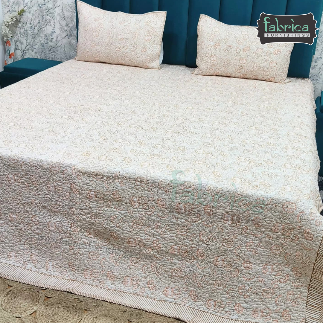 Sanganeri dreams Mul Cotton Handblock Printed king Size Quilted Bedcovers