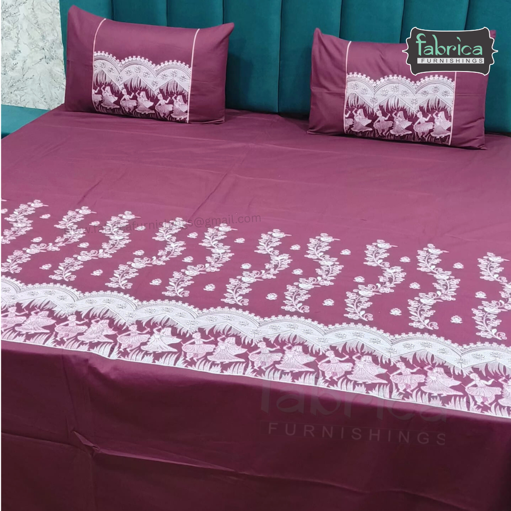Kanak Embroidered Pure Cotton King Size Bedsheet Set