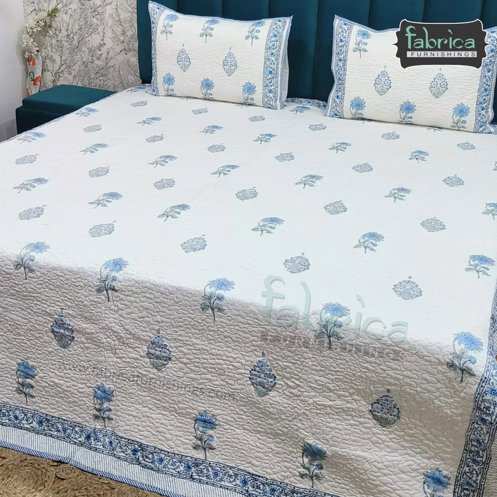 Sanganeri dreams Mul Cotton Handblock Printed king Size Quilted Bedcovers