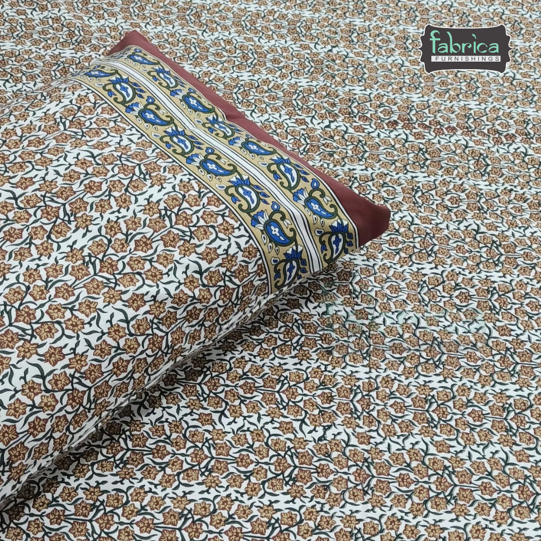 Mughal Utsav Printed Pure Cotton King Size Bedsheet