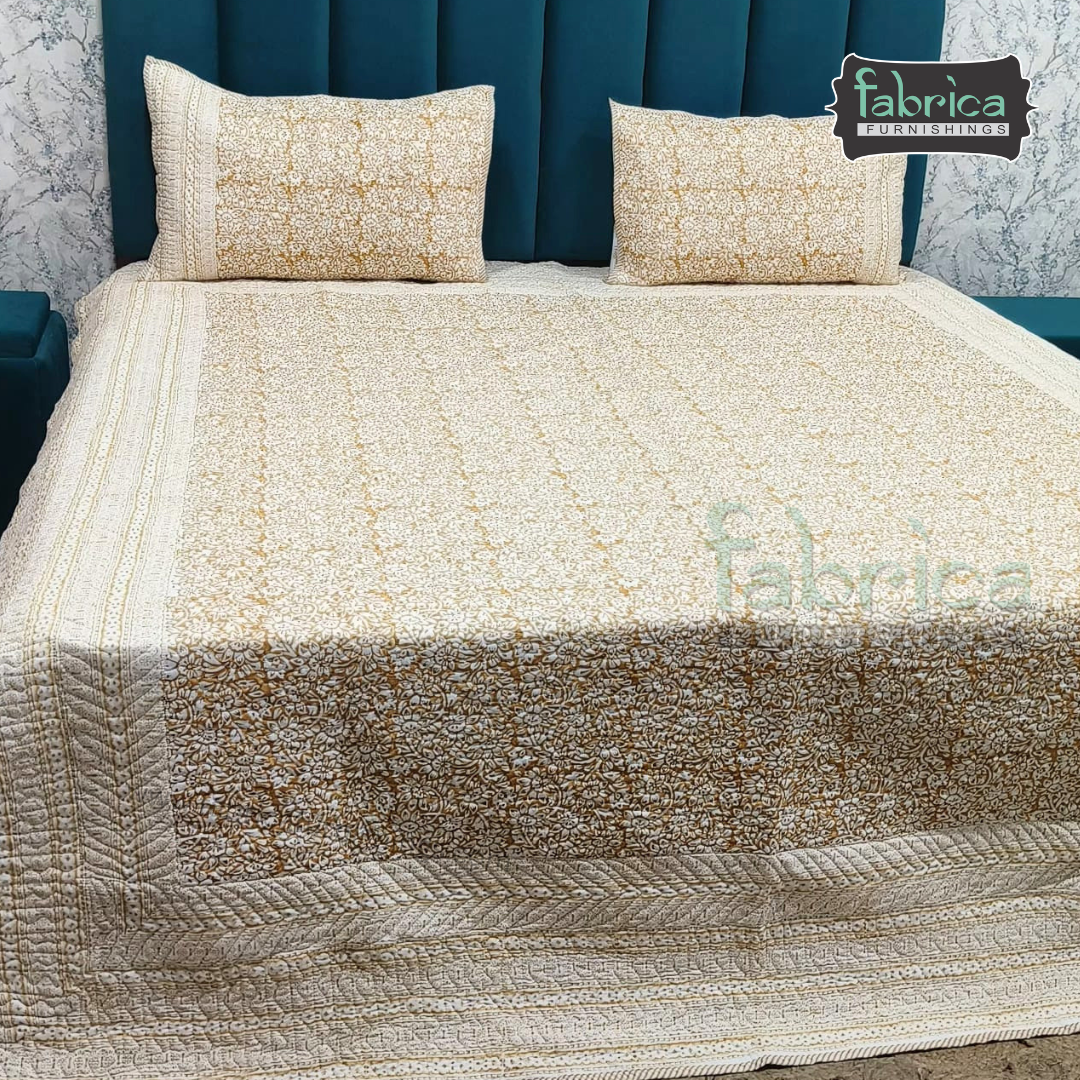 Sanganeri dreams Mul Cotton Handblock Printed king Size Quilted Bedcovers