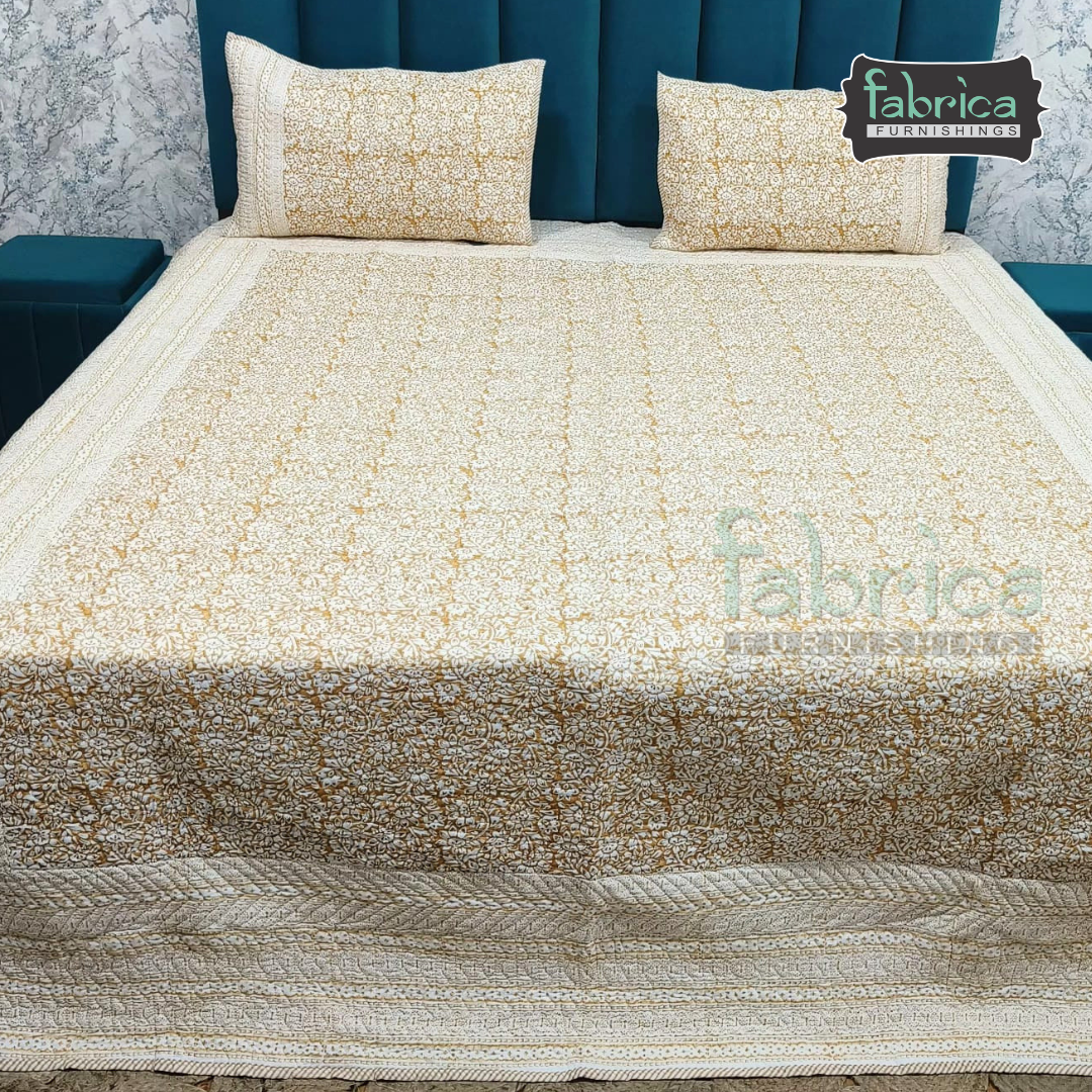 Sanganeri dreams Mul Cotton Handblock Printed king Size Quilted Bedcovers