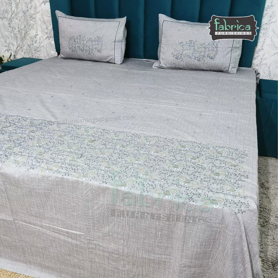 Kanak Embroidered Pure Cotton King Size Bedsheet Set