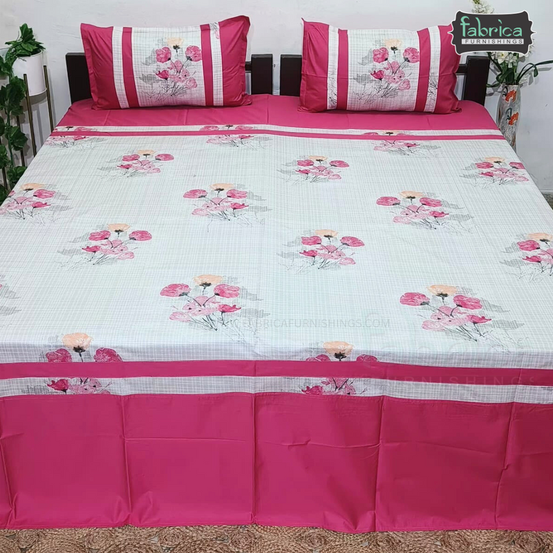Fabby Decor Designer Mix & Match  Kingsize Printed Pure Cotton Bedsheet
