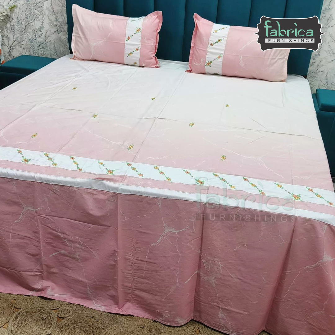 Shahi karigari Pure Cotton Designer Kingsize Embroidered Bedsheet