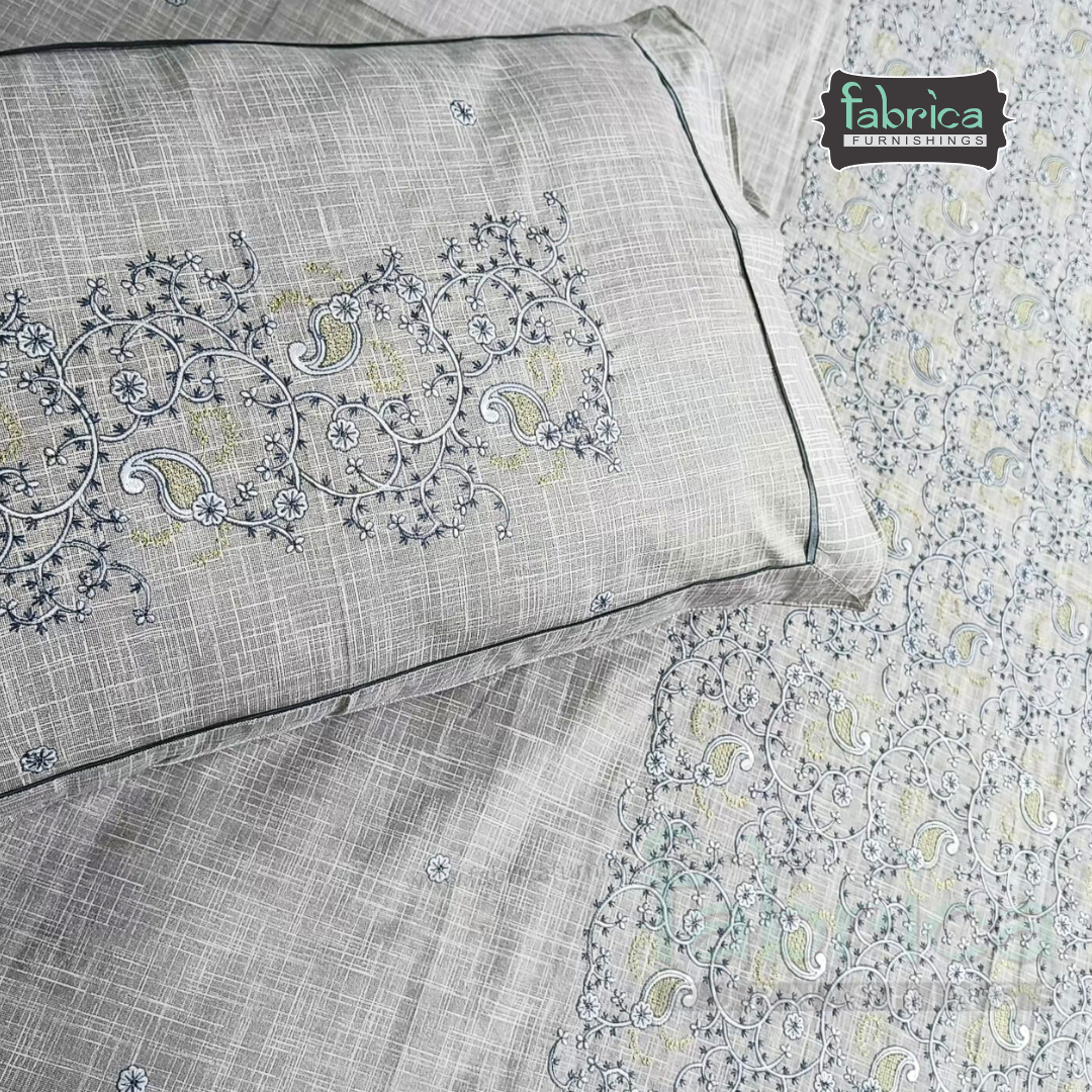 Kanak Embroidered Pure Cotton King Size Bedsheet Set
