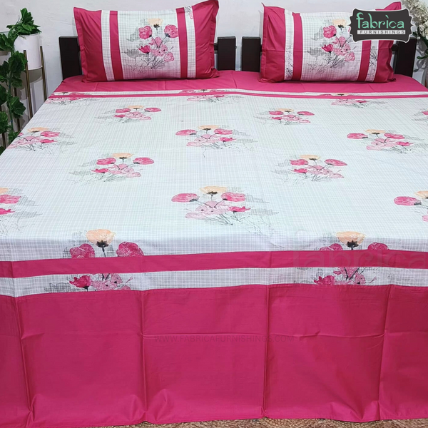 Fabby Decor Designer Mix & Match  Kingsize Printed Pure Cotton Bedsheet