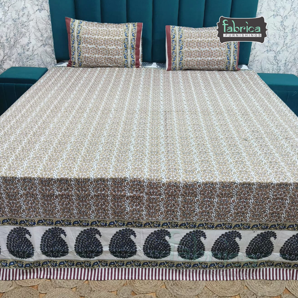 Mughal Utsav Printed Pure Cotton King Size Bedsheet