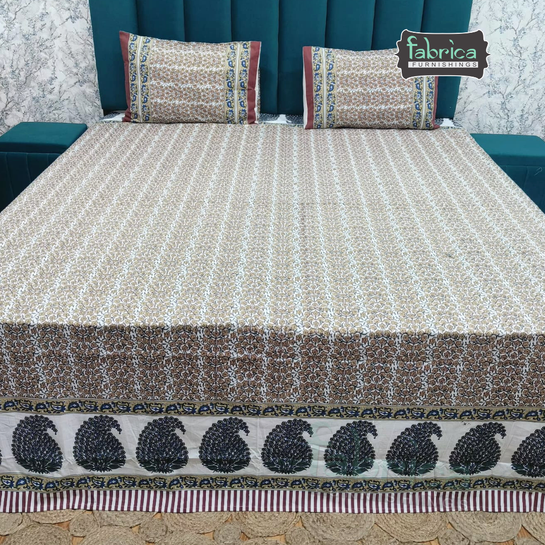 Mughal Utsav Printed Pure Cotton King Size Bedsheet