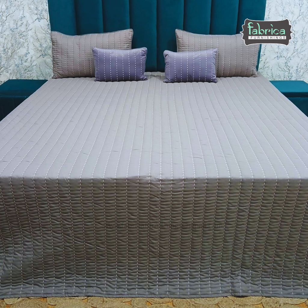 Cozy Dreams Quilted Embroidered 5 Piece Bedding Set