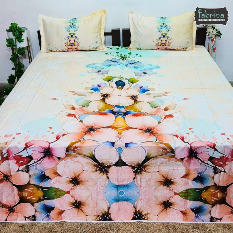 Fab Decor Pure Cotton Digital Print Super Kingsize Bedsheet (400TC)