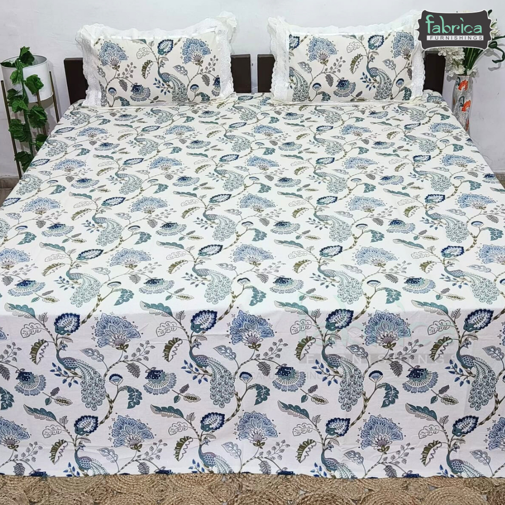 Traditional Anokhi Prints Pure Cotton King Size Lacework  Bedsheet