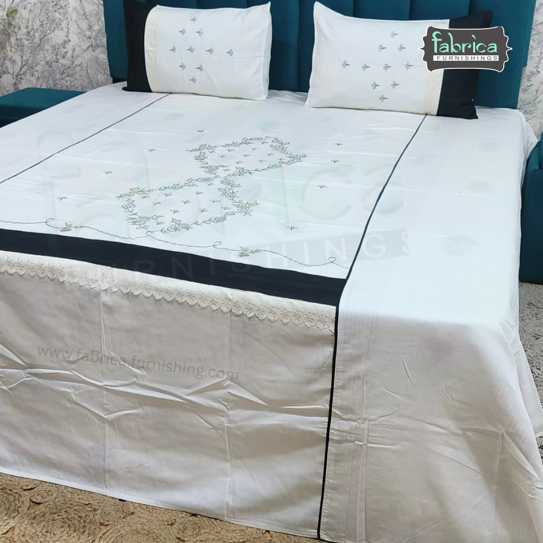Fabby Home Designer Embroidered King Size Bedsheet Set