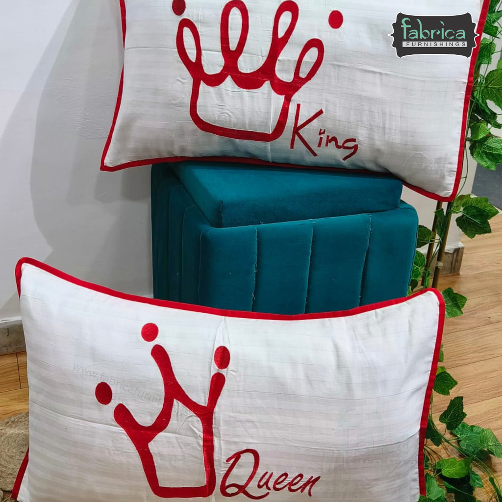 Soulmates Embroidered Pure Cotton Pillow Covers Only