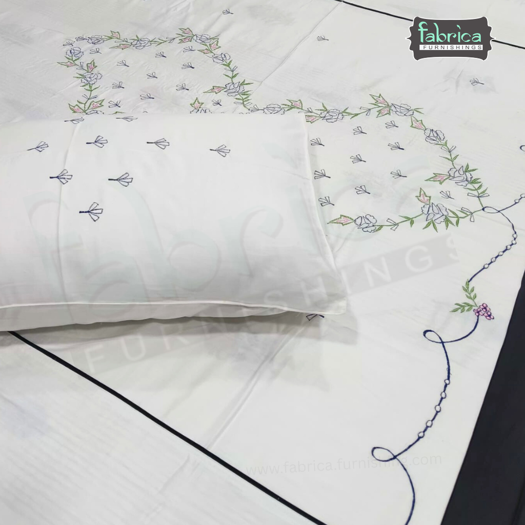 Fabby Home Designer Embroidered King Size Bedsheet Set