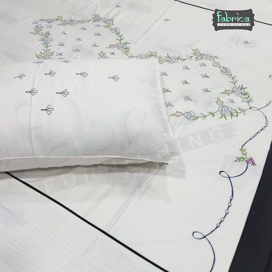 Fabby Home Designer Embroidered King Size Bedsheet Set