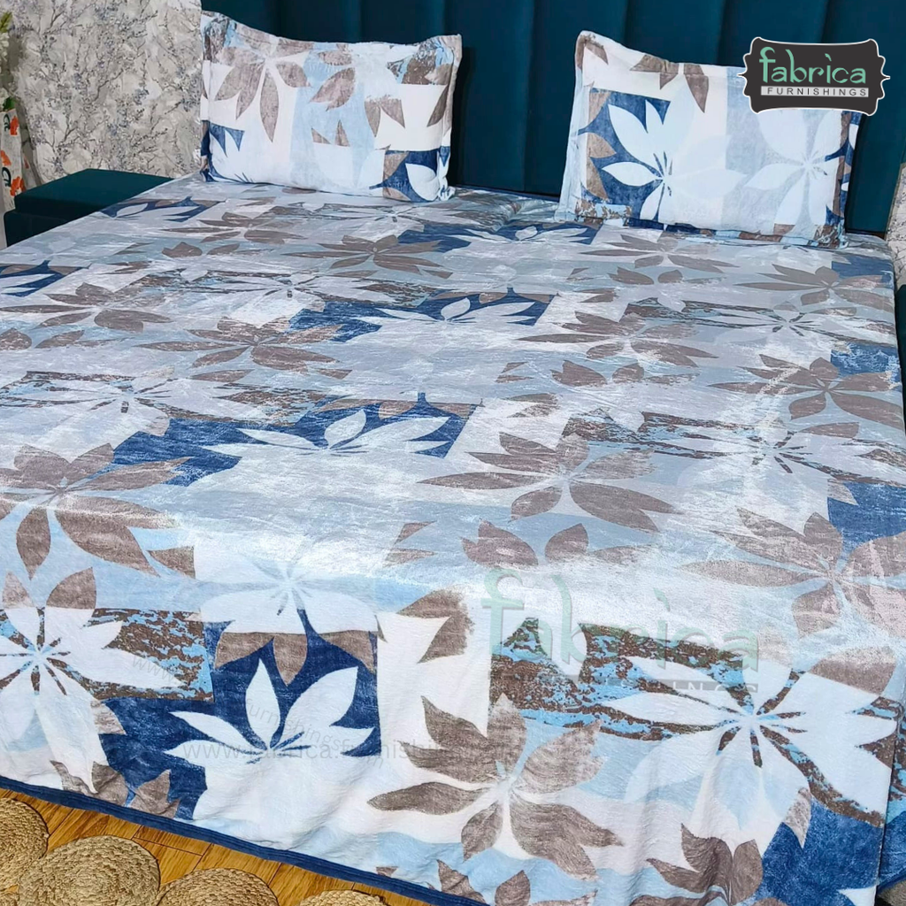 Stella  Printed Premium  King Size Winter Bedsheet Set