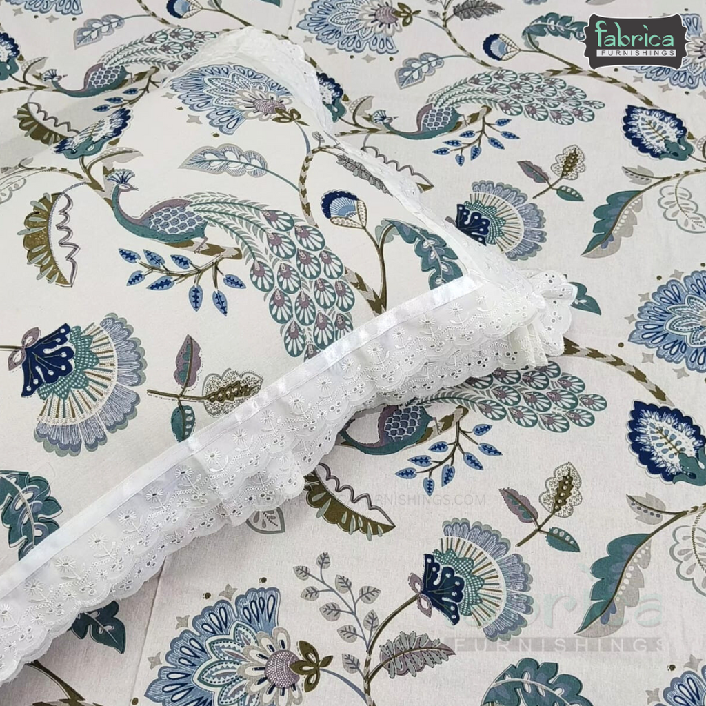 Traditional Anokhi Prints Pure Cotton King Size Lacework  Bedsheet