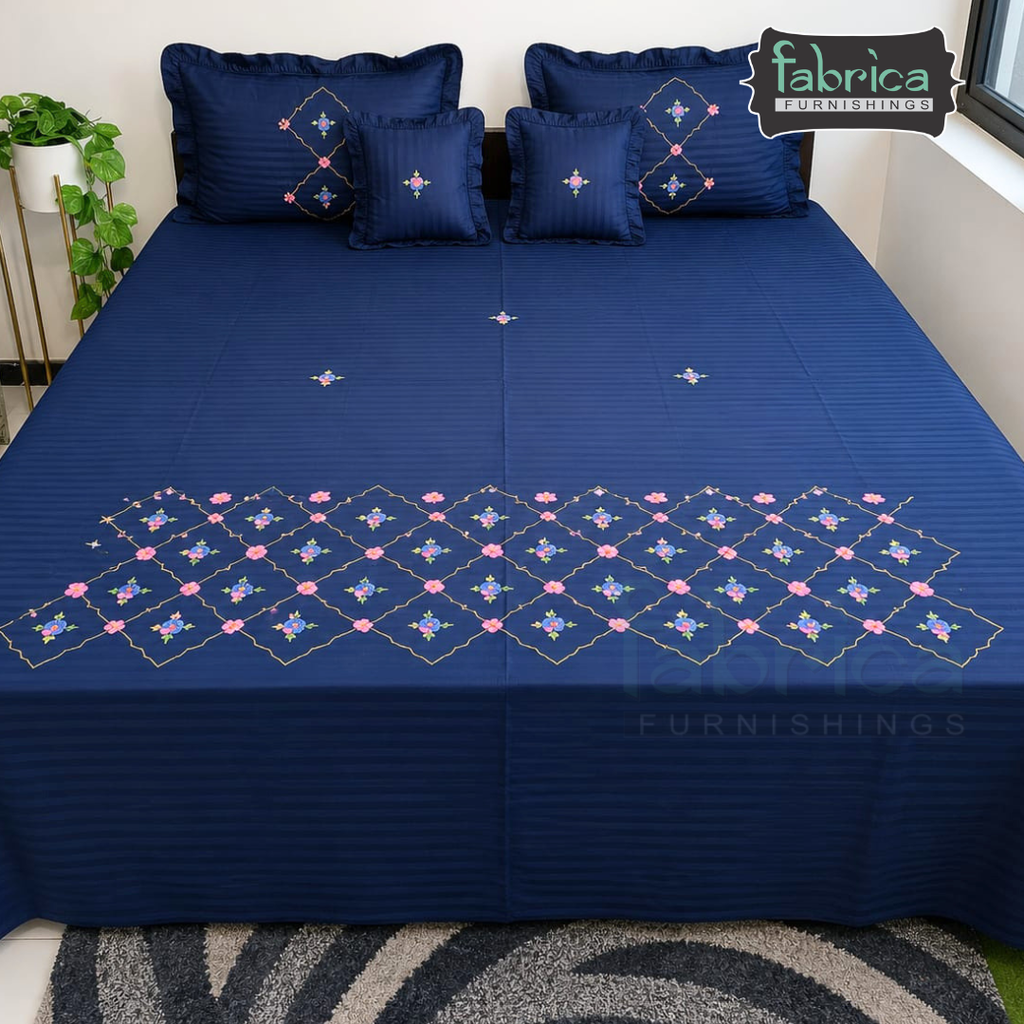 Elite King Size Pure Cotton 5 Pcs Embroidered Bedding Set