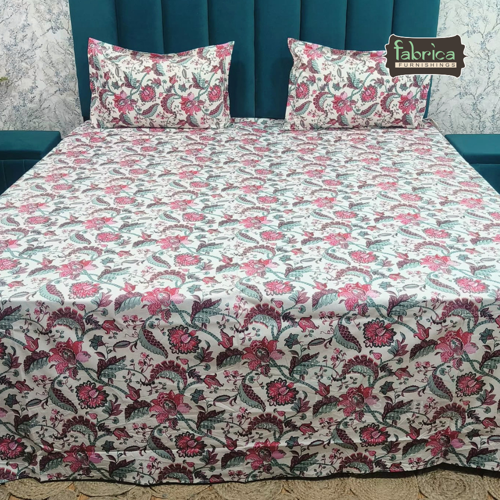 Sadabahar Anokhi Printed Pure Cotton  King Size Bedsheet Set