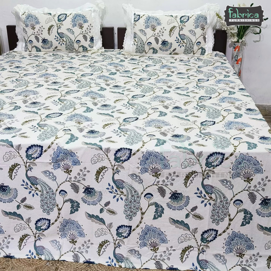 Traditional Anokhi Prints Pure Cotton King Size Lacework  Bedsheet