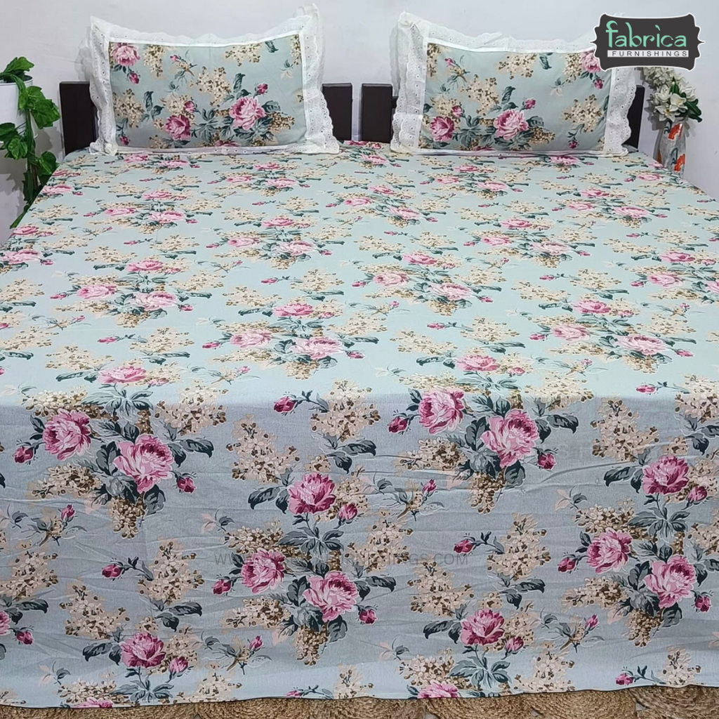 Traditional Anokhi Prints Pure Cotton King Size Lacework  Bedsheet