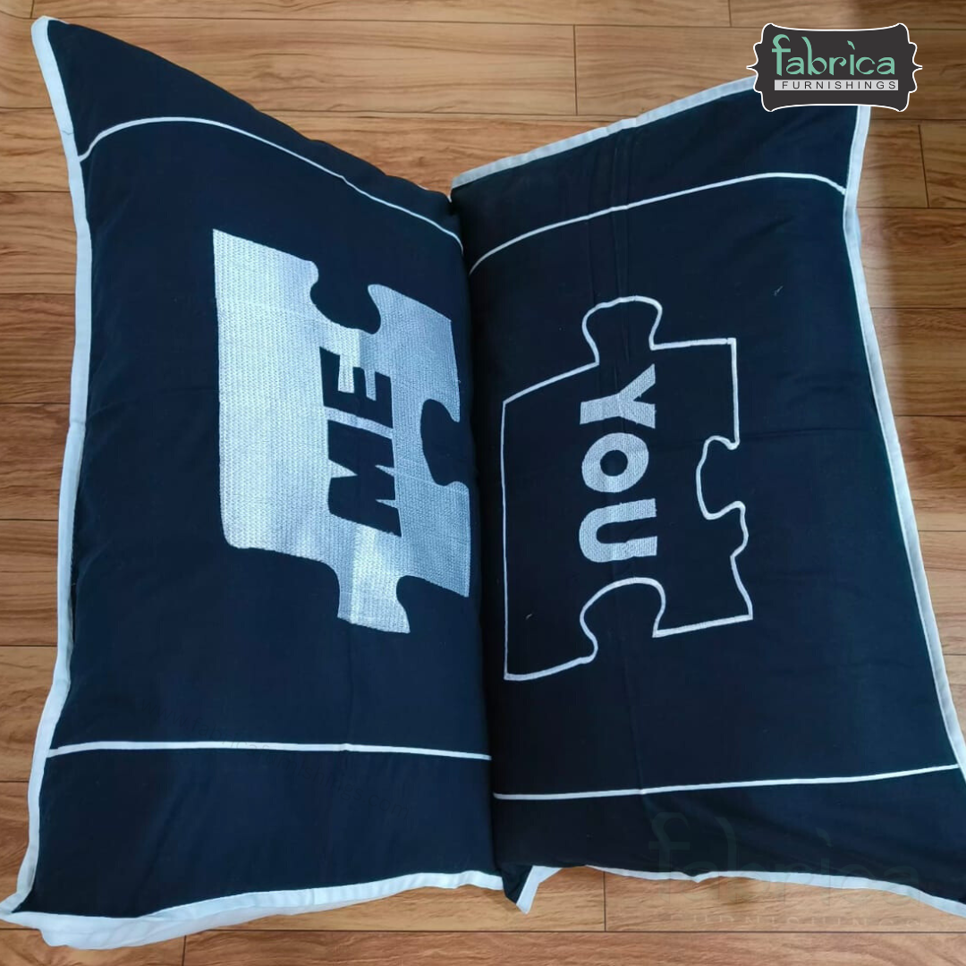 Soulmates Embroidered Pure Cotton Pillow Covers Only