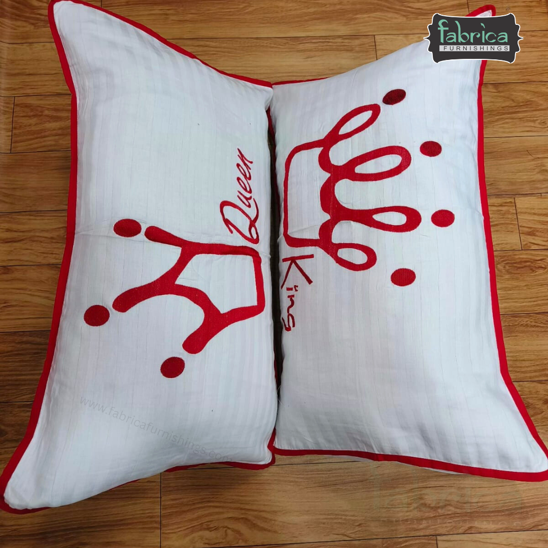 Soulmates Embroidered Pure Cotton Pillow Covers Only