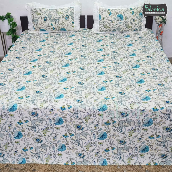 Traditional Anokhi Prints Pure Cotton King Size Lacework  Bedsheet