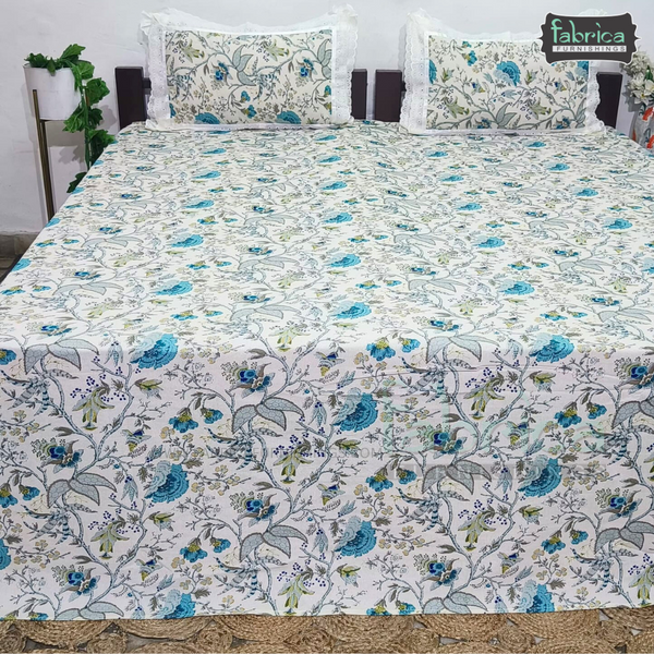 Traditional Anokhi Prints Pure Cotton King Size Lacework  Bedsheet