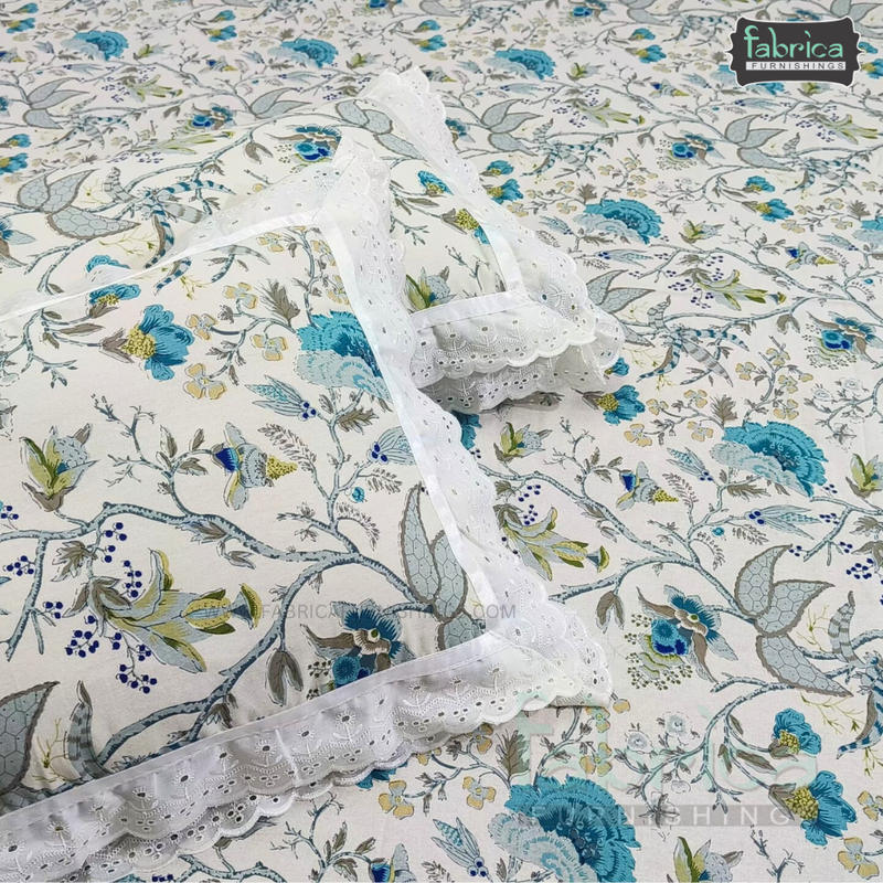 Traditional Anokhi Prints Pure Cotton King Size Lacework  Bedsheet