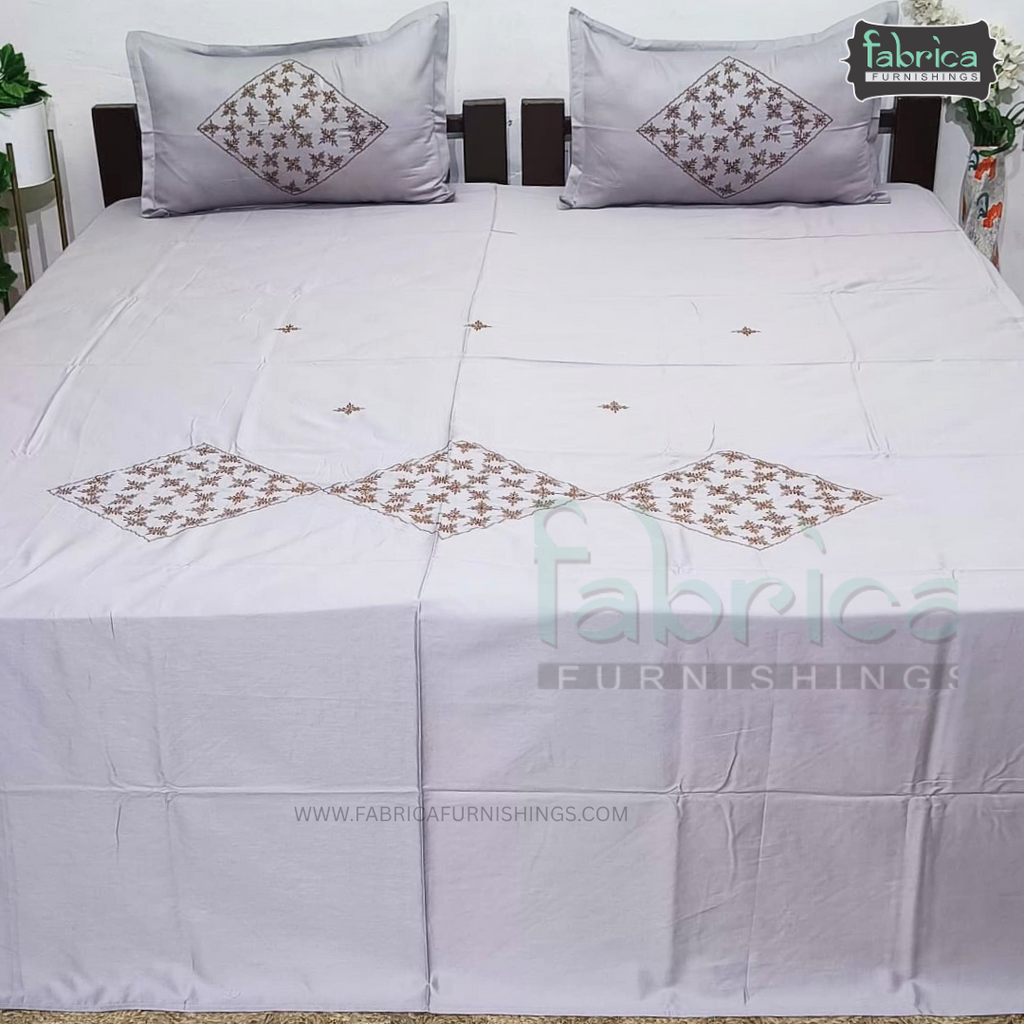 Fabby Home Designer  Embroidery King Size Bed Sheets