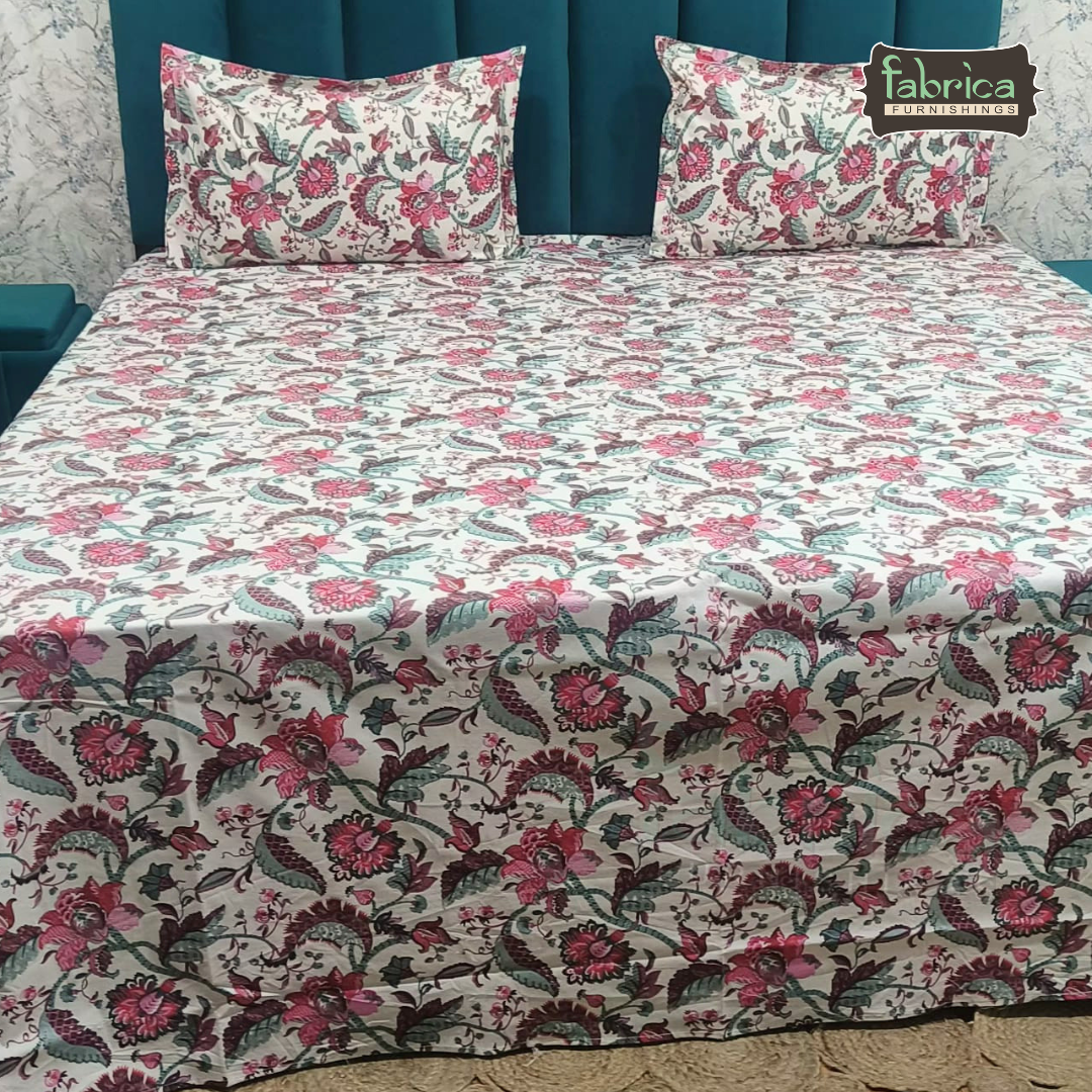 Sadabahar Anokhi Printed Pure Cotton  King Size Bedsheet Set