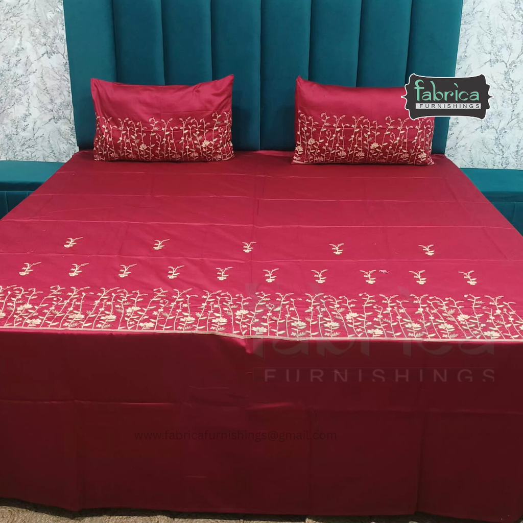 Kanak Embroidered Pure Cotton King Size Bedsheet Set