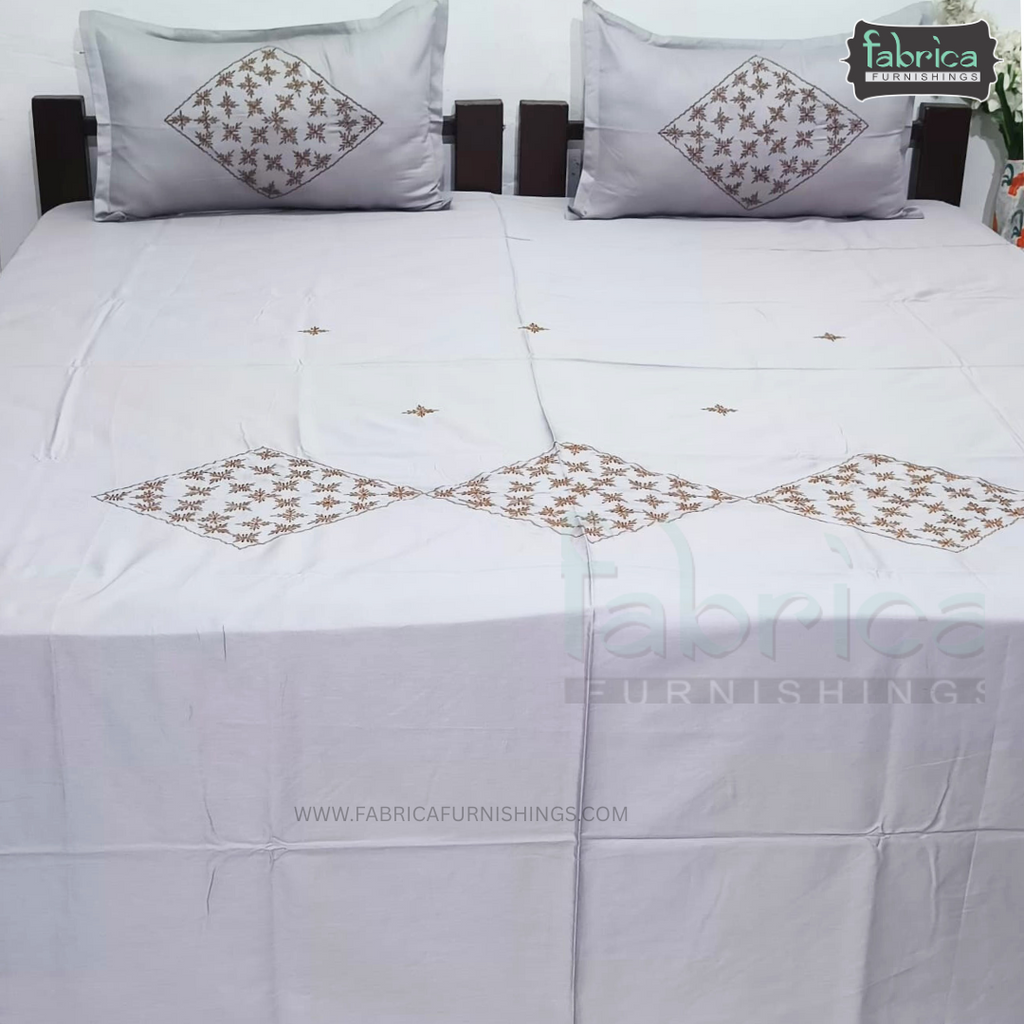 Fabby Home Designer  Embroidery King Size Bed Sheets