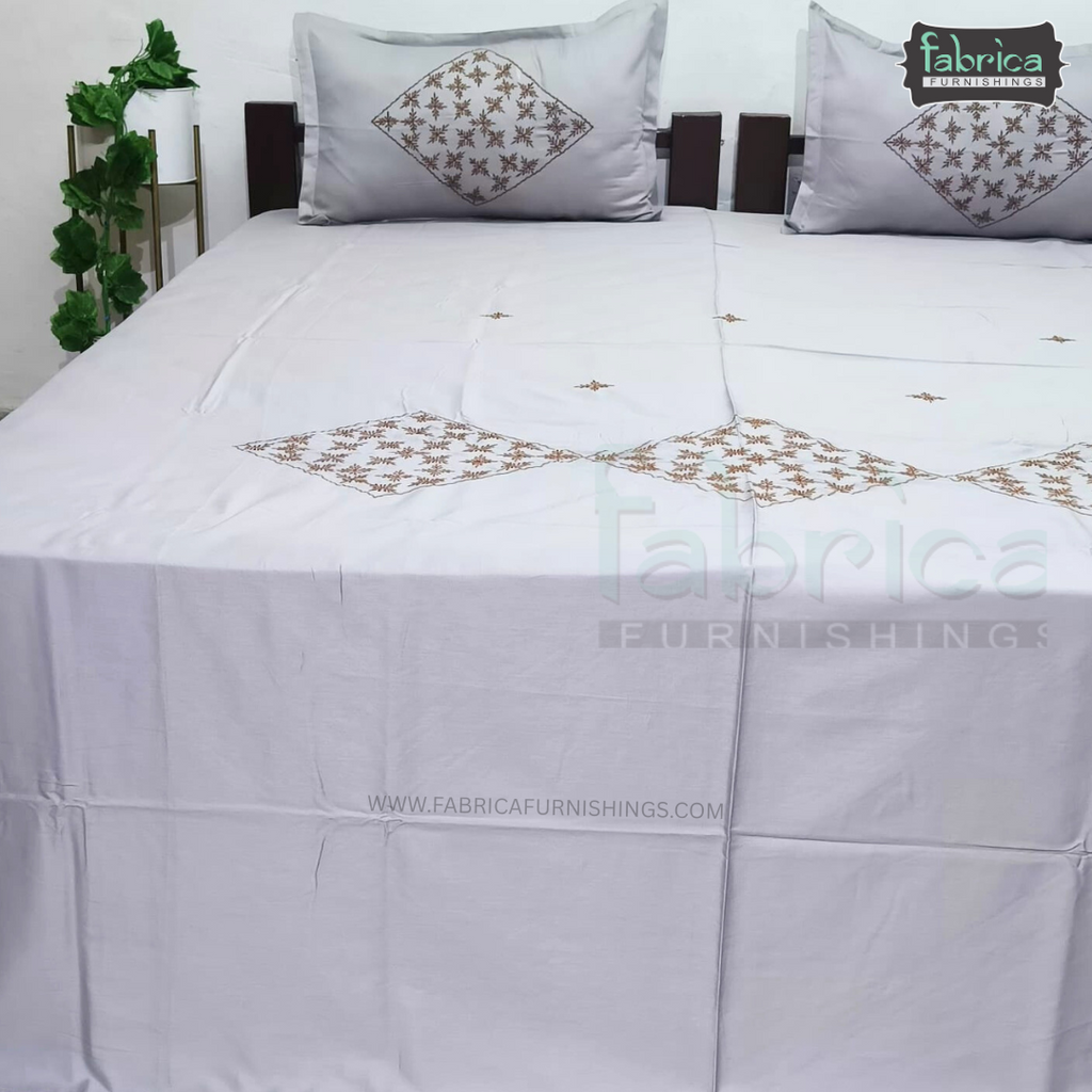 Fabby Home Designer  Embroidery King Size Bed Sheets
