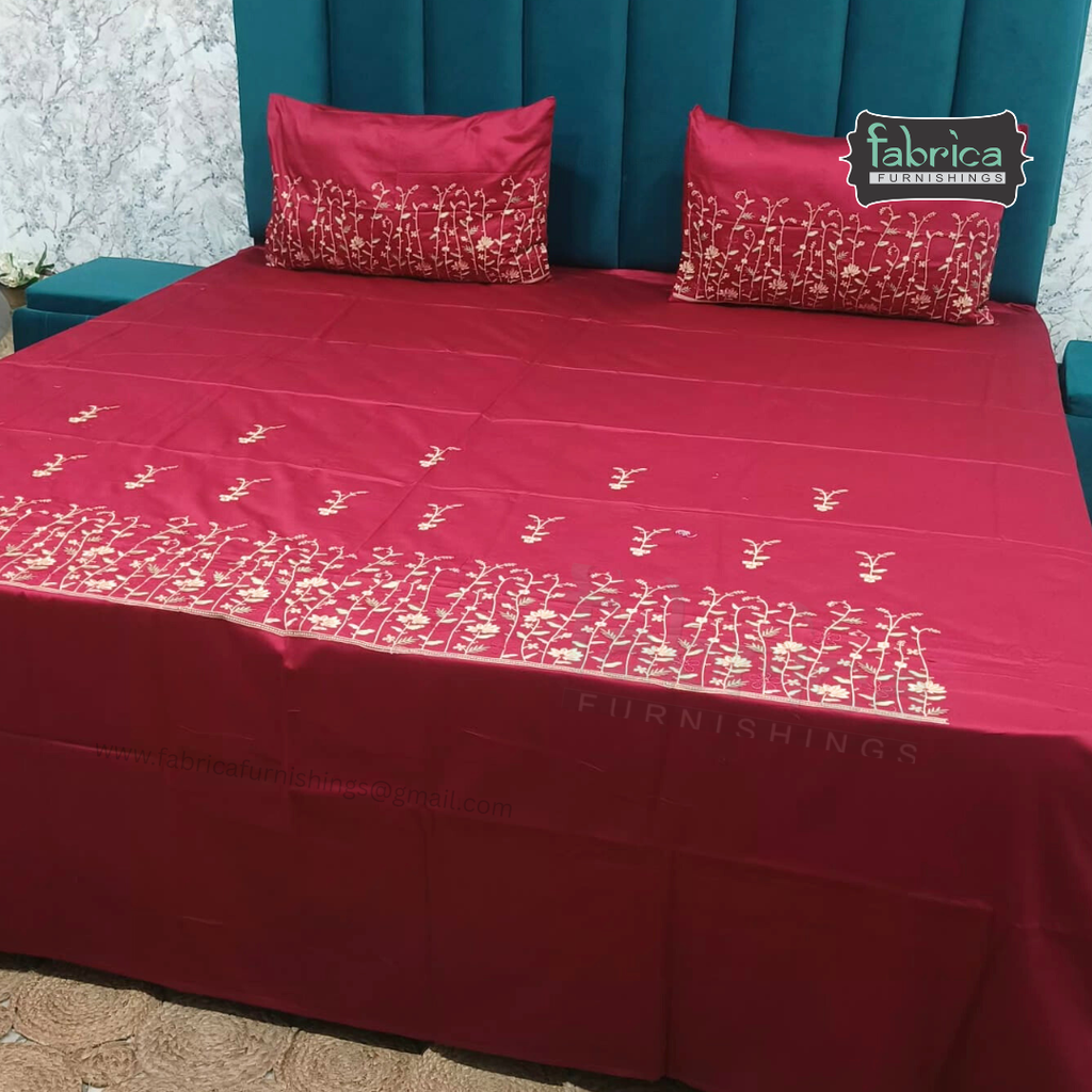 Kanak Embroidered Pure Cotton King Size Bedsheet Set