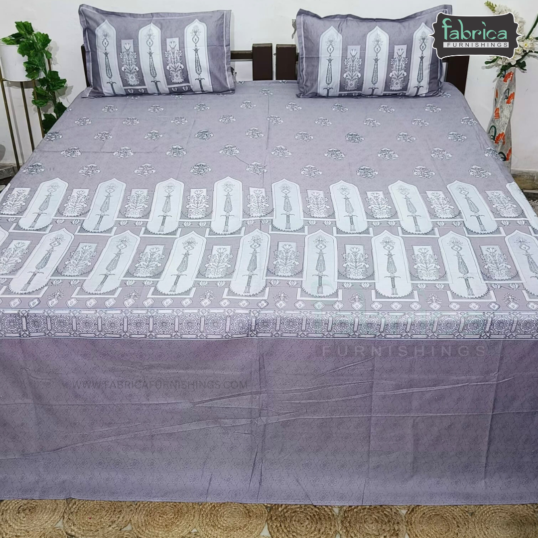 Ethnic Panel  Decor Designer Printed Cotton King Size Bed Sheets
