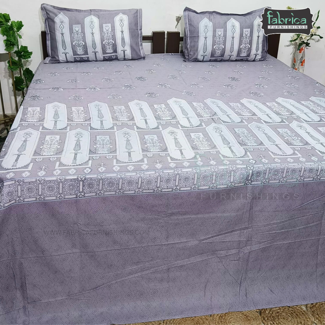 Ethnic Panel  Decor Designer Printed Cotton King Size Bed Sheets