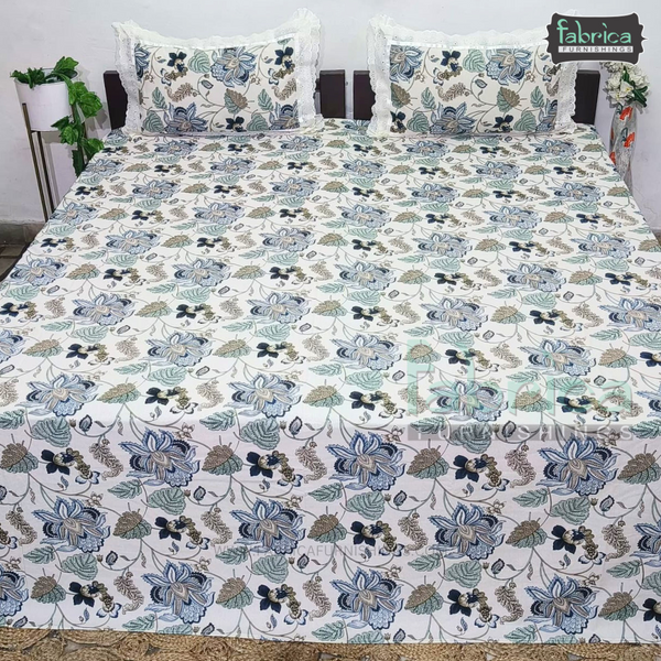 Traditional Anokhi Prints Pure Cotton King Size Lacework  Bedsheet