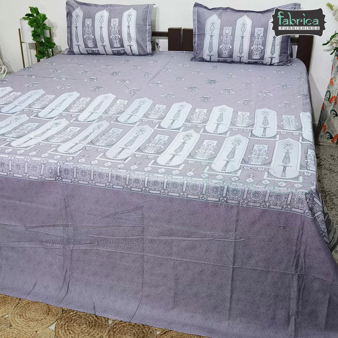Ethnic Panel  Decor Designer Printed Cotton King Size Bed Sheets