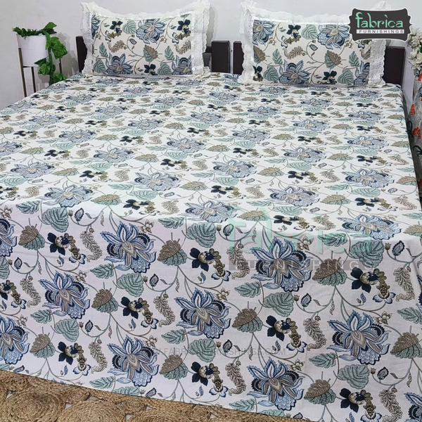 Traditional Anokhi Prints Pure Cotton King Size Lacework  Bedsheet