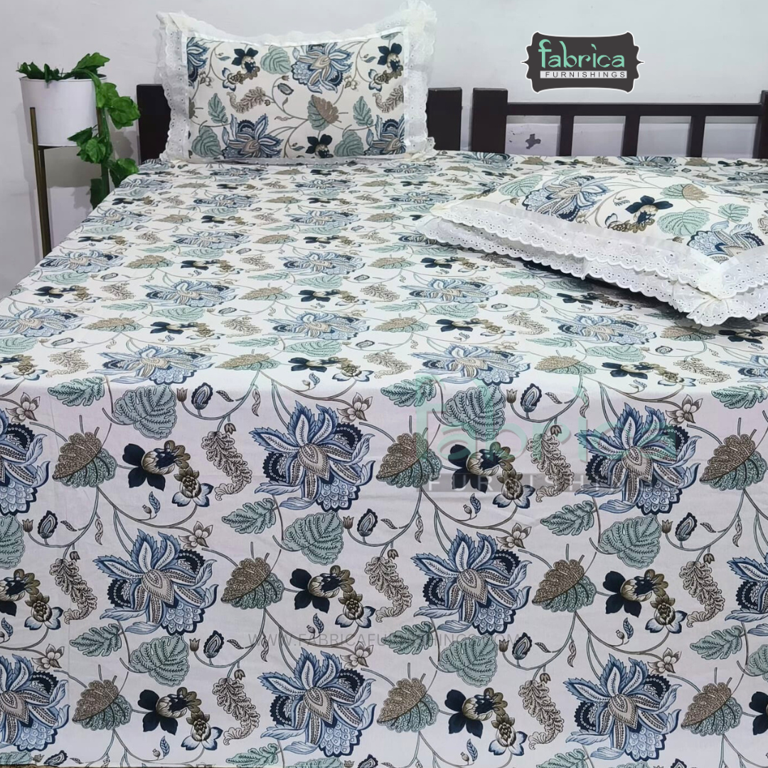 Traditional Anokhi Prints Pure Cotton King Size Lacework  Bedsheet