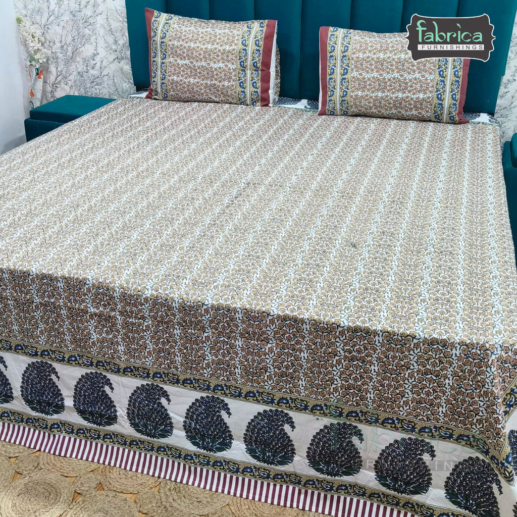 Mughal Utsav Printed Pure Cotton King Size Bedsheet